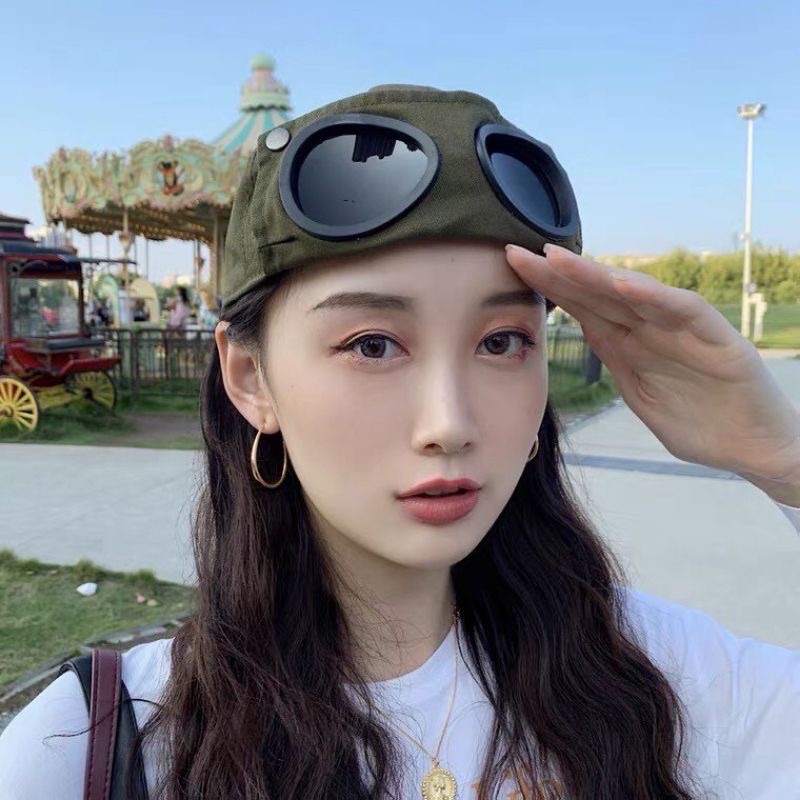 Mũ lưỡi trai phi công kèm kính thời trang