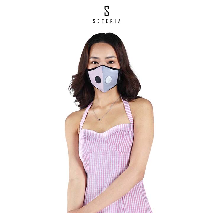 Khẩu trang tiêu chuẩn Quốc Tế SOTERIA Pink Grey ST217 - Bộ lọc N95 BFE PFE 99 lọc đến 99% bụi mịn 0.1 micro- Size S,M,L