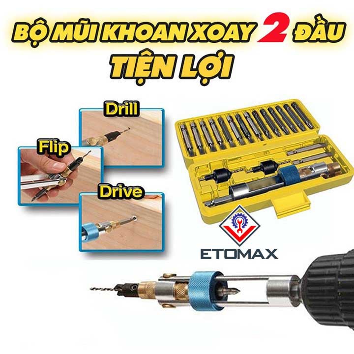 Bộ dụng cụ khoan và bắt vít hai đầu xoay thông minh