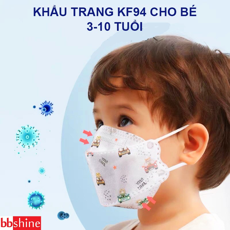 (Đủ Hình)-Khẩu trang 4d KF94 cho bé hình họa tiết siêu dễ thương( túi 10 cái)