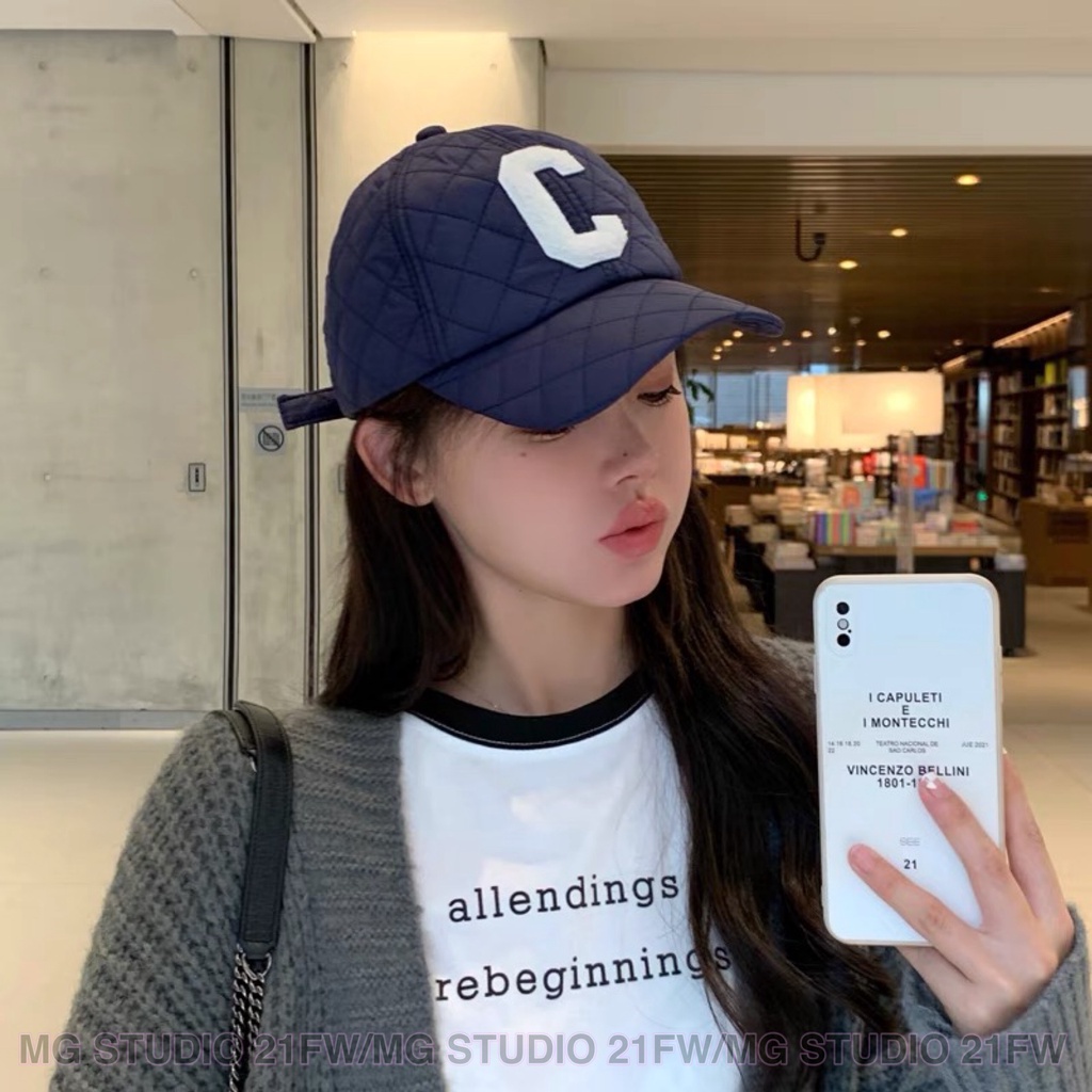 Nón kết MG STUDIO họa tiết thêu chữ C hỗ trợ giữ ấm áp có 4 màu sắc tuỳ chọn