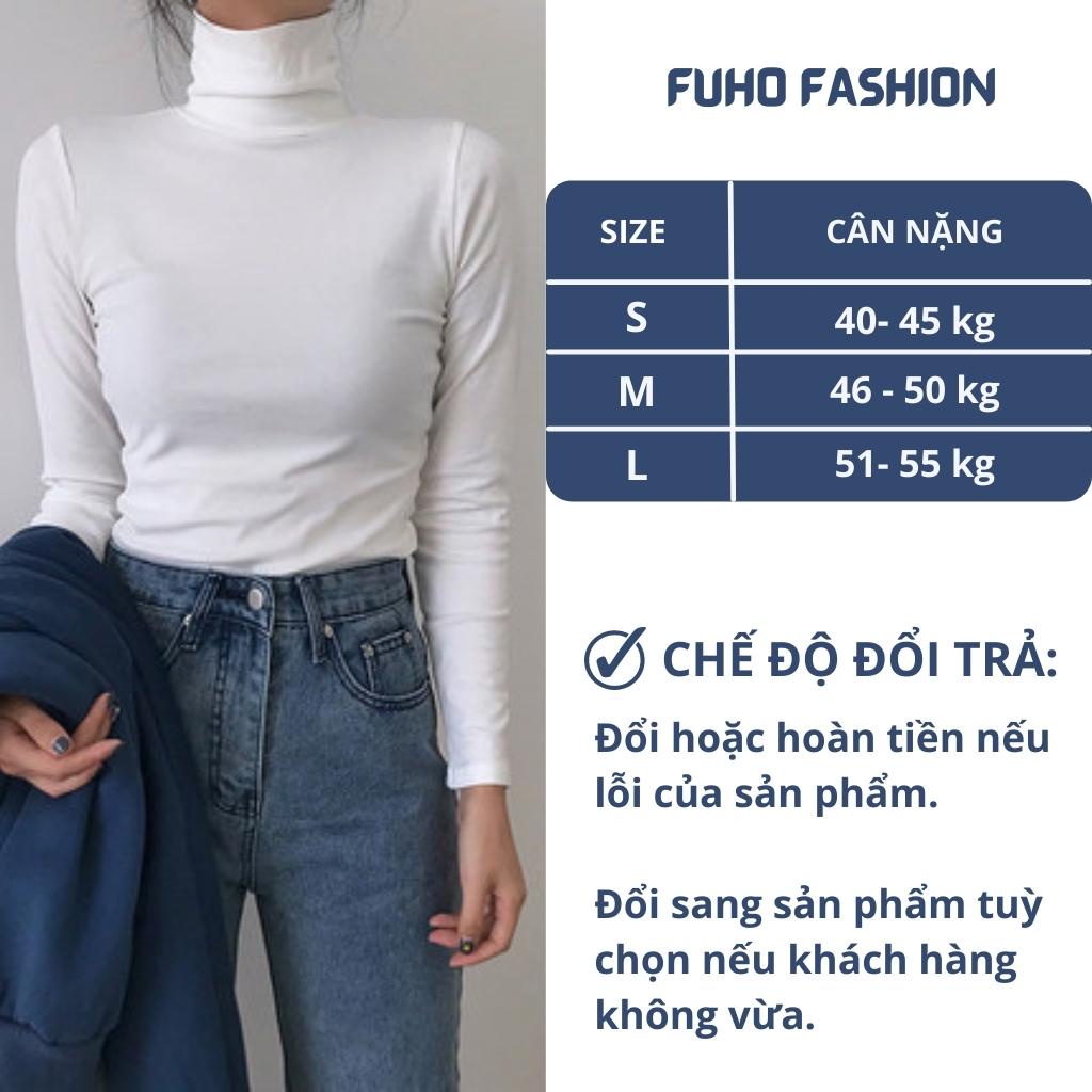 Áo giữ nhiệt nữ cổ cao lót nỉ phong cách hàn quốc FUHO Fashion 018