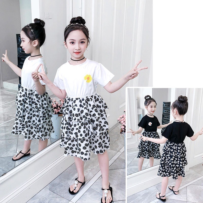 Set "ÁO + VÁY HOA CÚC" nhí 14-45kg cho bé gái từ 4-14 tuổi. Áo cotton, thoáng mát. Váy cao cấp, xịn sò. G16