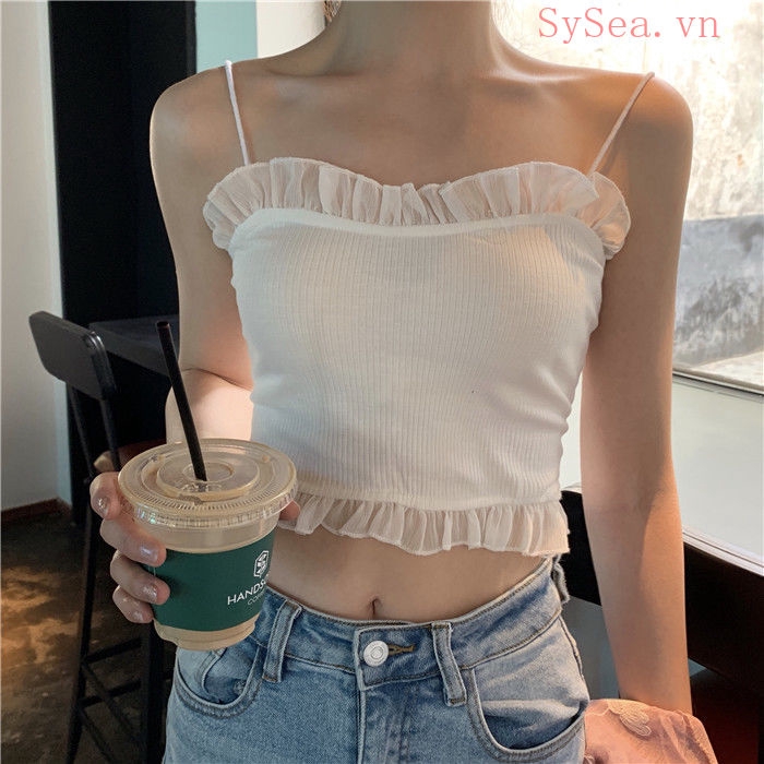 Áo croptop 2 dây kiểu hàn quốc phong cách mùa hè