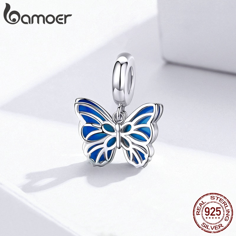 Mặt trang sức Bamoer bằng bạc 925 họa tiết bướm thanh lịch cho nữ