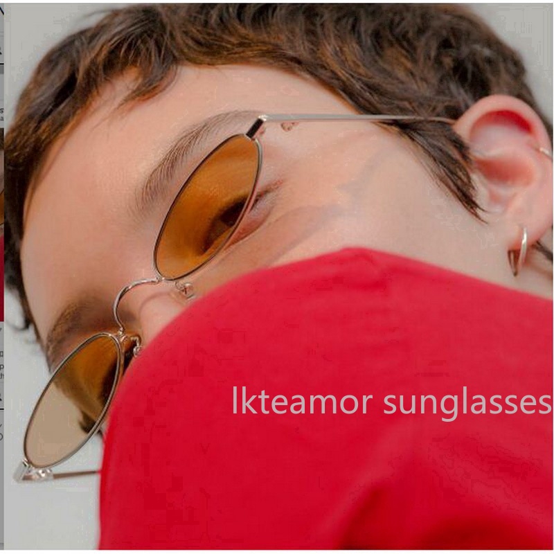 Kính mát cho nam gọng kim loại hình bầu dục nhỏ xinh phong cách cổ điển