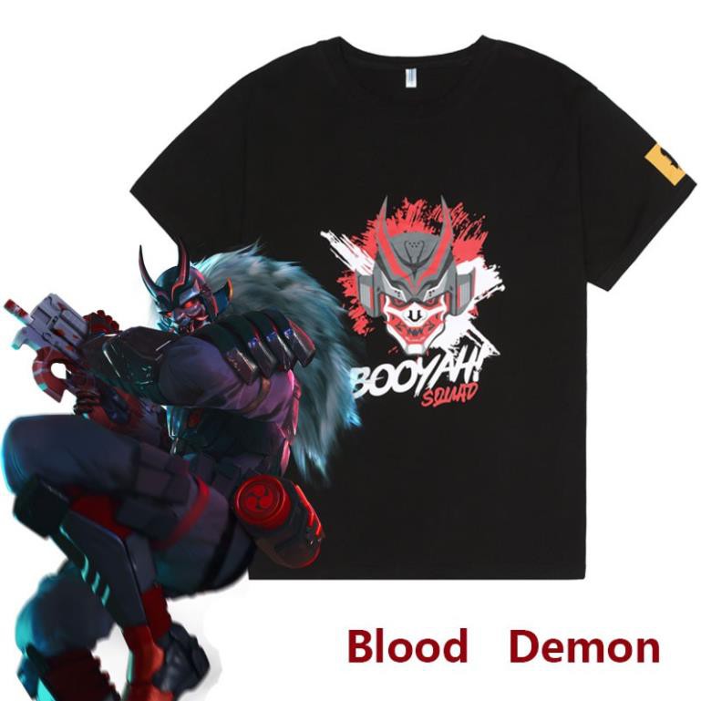 HOT- Áo Thun Free Fire Blood Demon Màu Đen 100% Cotton Size M L XL XXL -áo game HOT