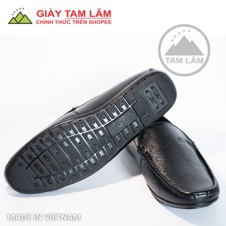 Giày lười da bò sần màu đen DS02