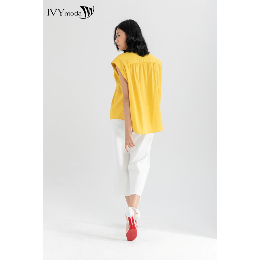 [NHẬP WABRTL5 GIẢM 10% TỐI ĐA 50K ĐH 250K ]Áo sơ mi nữ thô cổ trụ thiết kế IVY moda MS 16B8602