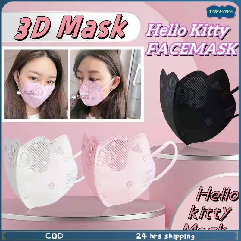 Hello Kitty 5D Mặt Nạ Bướm Mặt Nạ Lọc Mask10pcs Người Lớn Trẻ Em Mèo In Hình Mặt Nạ Thoáng Khí Dễ Thương Bảo Vệ Chống Nắng Dùng Một Lần thẩm Mỹ Khẩu Trang ↑Tophope