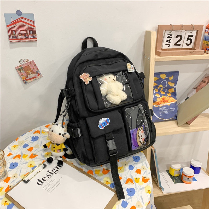 Balo học sinh nữ Ulzzang vải canvas đi học phong cách thời trang hàn quốc