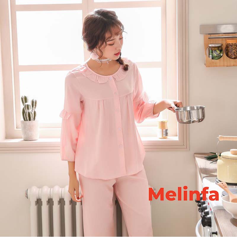 Bộ đồ ngủ nữ cao cấp không nhăn, bộ Pyjamas mặc nhà tay lửng, quần dài vải Tencel lụa phong cách trẻ trung mã VABD0198