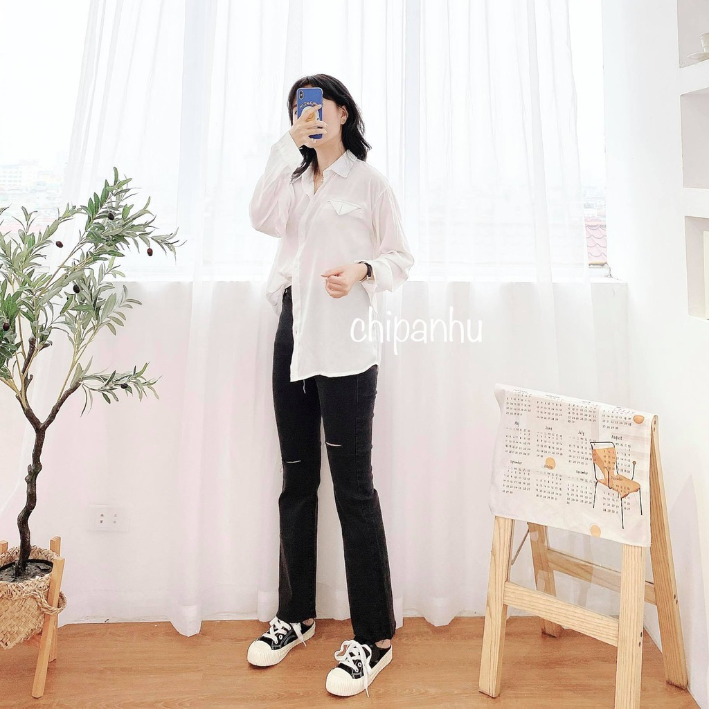 QUẦN LOE SKINNY CO GIÃN RÁCH GỐI QB830