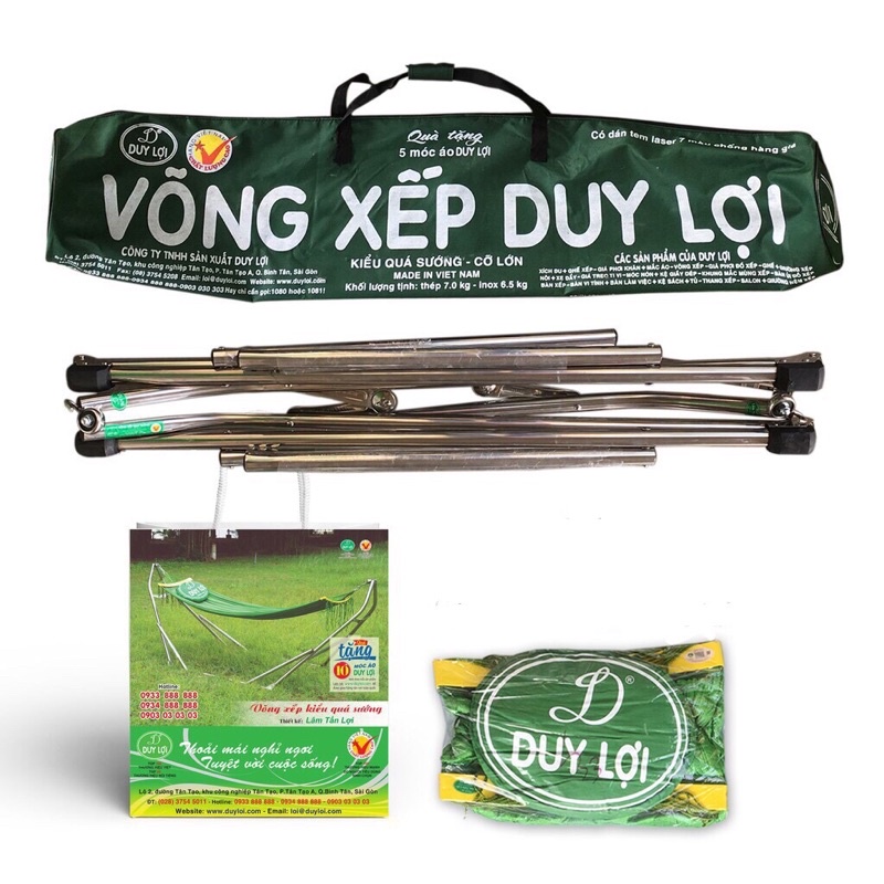 BỘ VÕNG XẾP DUY LỢI INOX CỠ LỚN GỒM KHUNG+VÕNG DUY LỢI