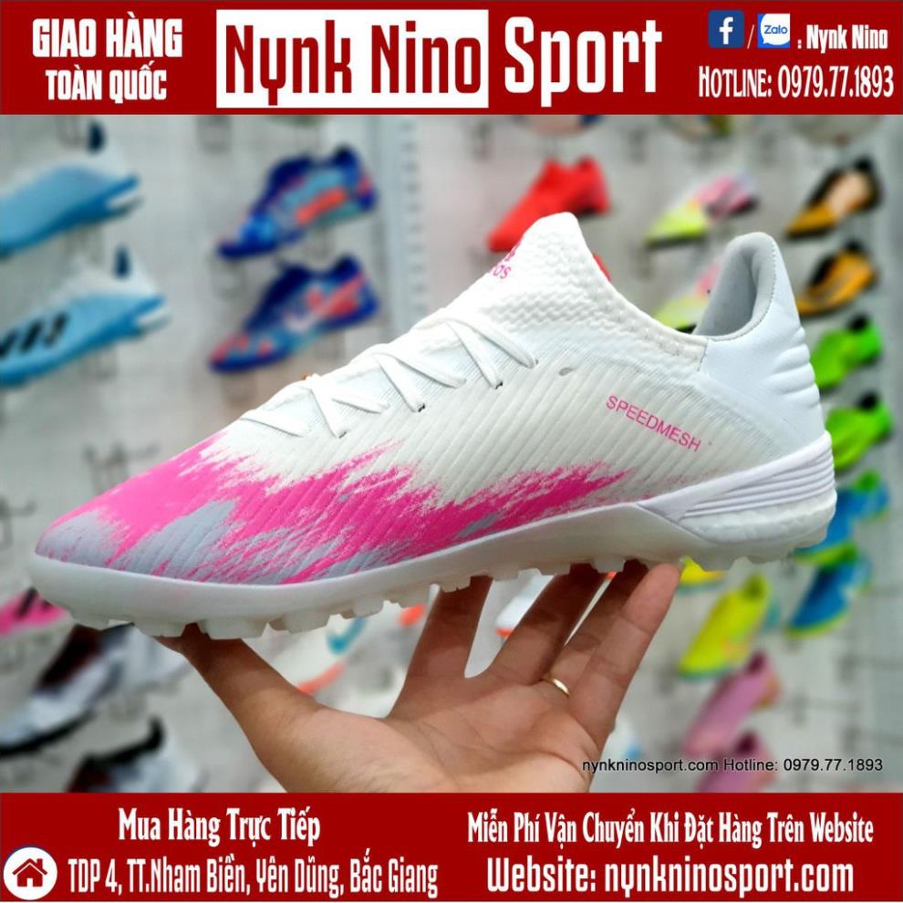 Giày Bóng Đá Adidas X 19.1 Trắng Hồng Vạch Đen TF