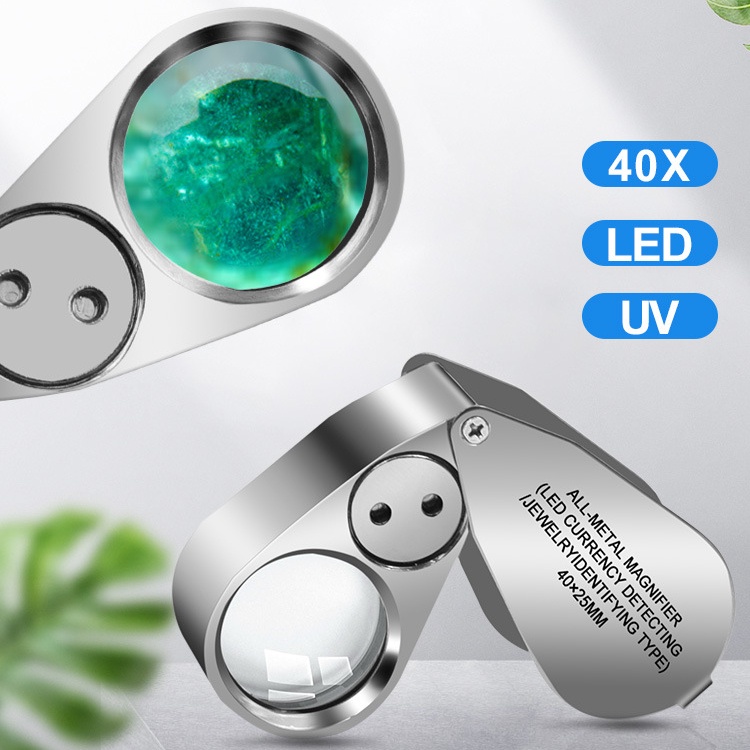 Kính Lúp Mini Bỏ Túi 40X Có Đèn LED UV Chuyên Dụng Làm Đồ Trang Sức