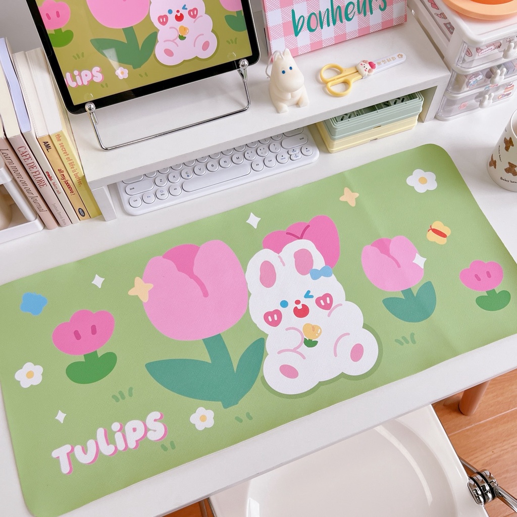 Lót chuột cỡ lớn 67x30cm họa tiết kẻ caro siêu dễ thương, giúp thao tác chuột dễ dàng, chống trơn trượt LD07
