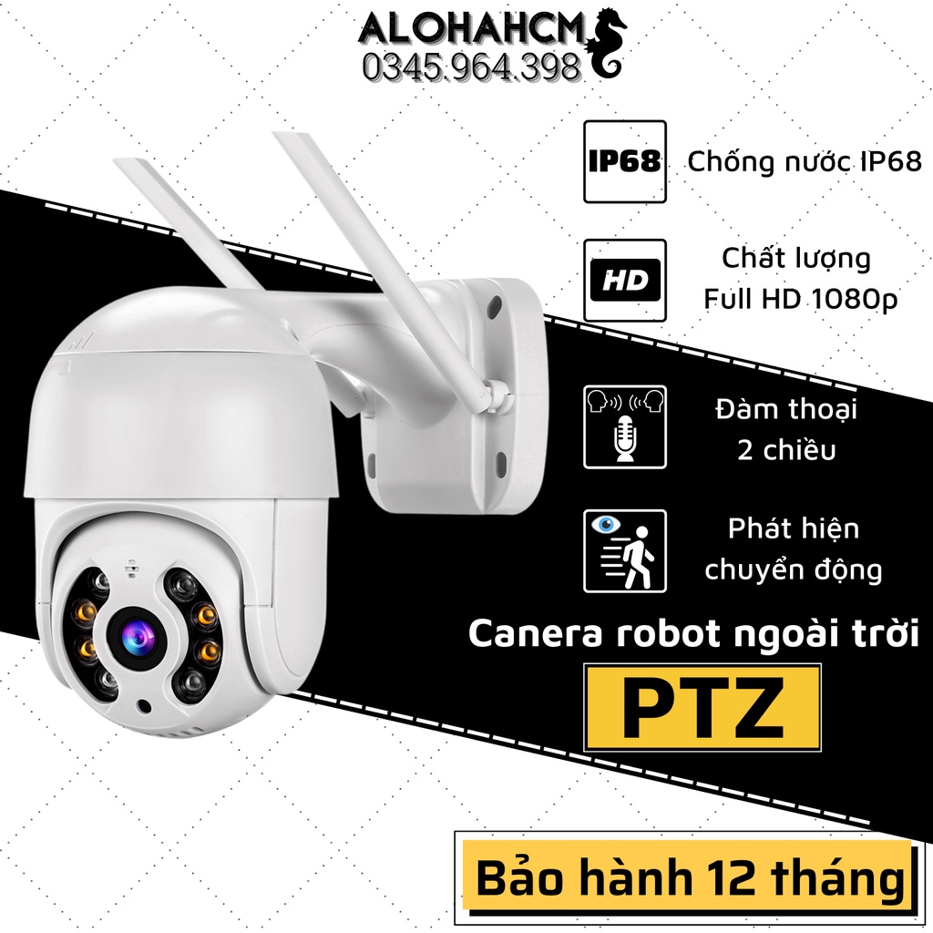 Camera Ngoài Trời Smart PTZ Chống Nước IP66, Camera Hình Cầu Xoay 360 độ Full HD 1080P Siêu Nét, Hồng Ngoại Ban Đêm