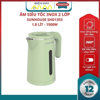 Ấm đun siêu tốc 2 lớp sunhouse shd1353, chất liệu inox, dụng tích 1,8 lít