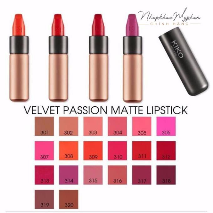 [Auth] Son Kiko Velvet Passion Matte 304 Warm Pink Hồng Đất