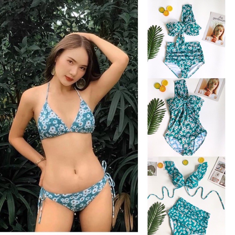 Bikini hoạ tiết cúc xanh siêu dễ thương