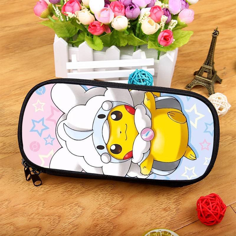 Túi Đựng Bút Chì In Hình Pokemon Pikachu Dung Tích Lớn Cho Bé