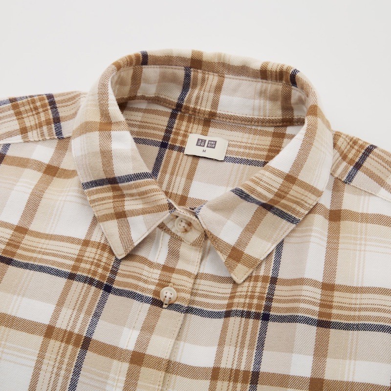 Áo sơ mi nữ dài tay kẻ caro dòng flannel thanh lịch của Uniqlo