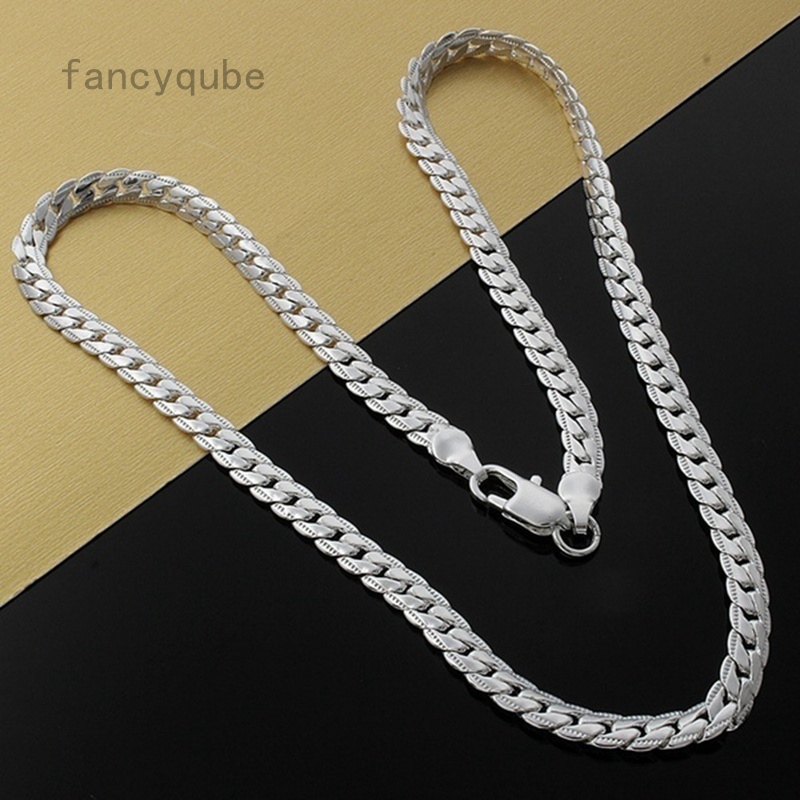 Dây Chuyền Mạ Bạc 925 Dạng Mắt Xích Rộng 5mm
