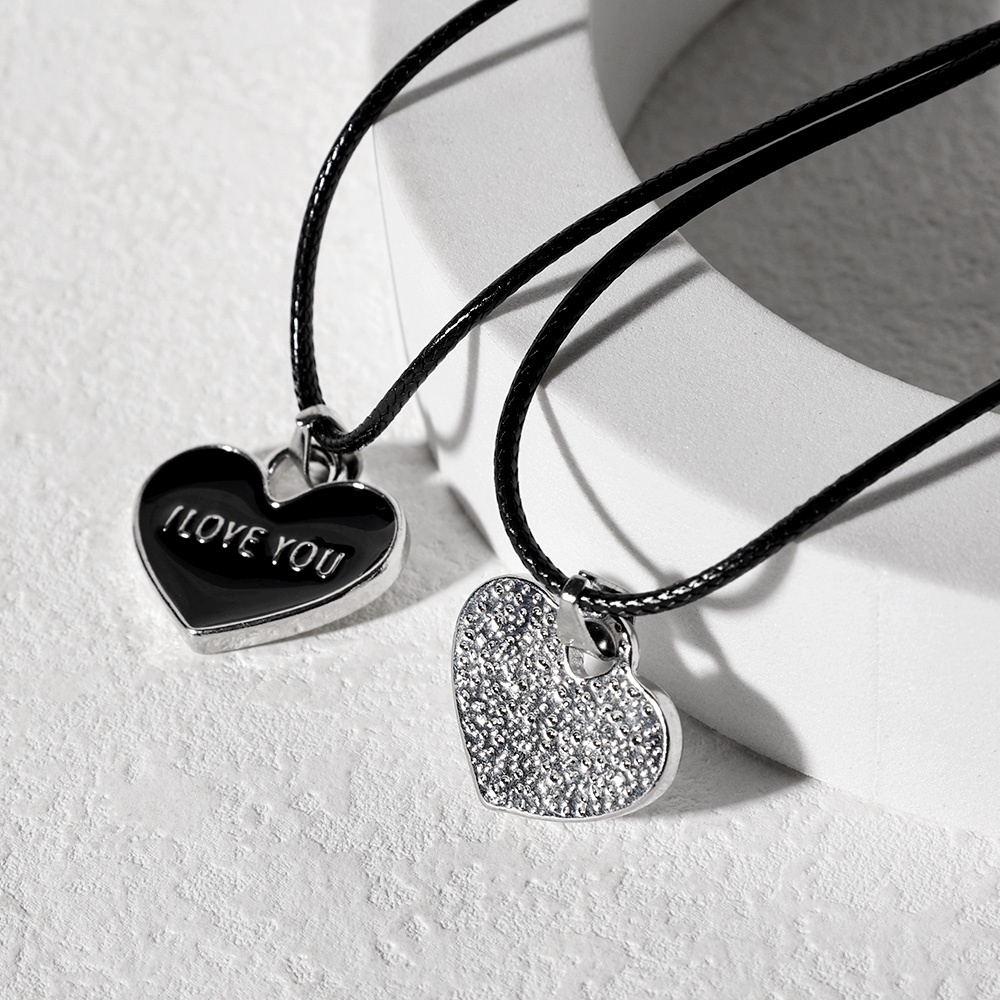 Vòng cổ Da Mặt Trái Tim Khắc Chữ I Love You Forever Thời Trang Dành Cho Nữ