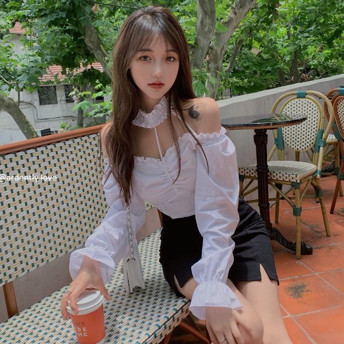 Áo thun tay dài trễ vai thời trang dành cho nữ mới