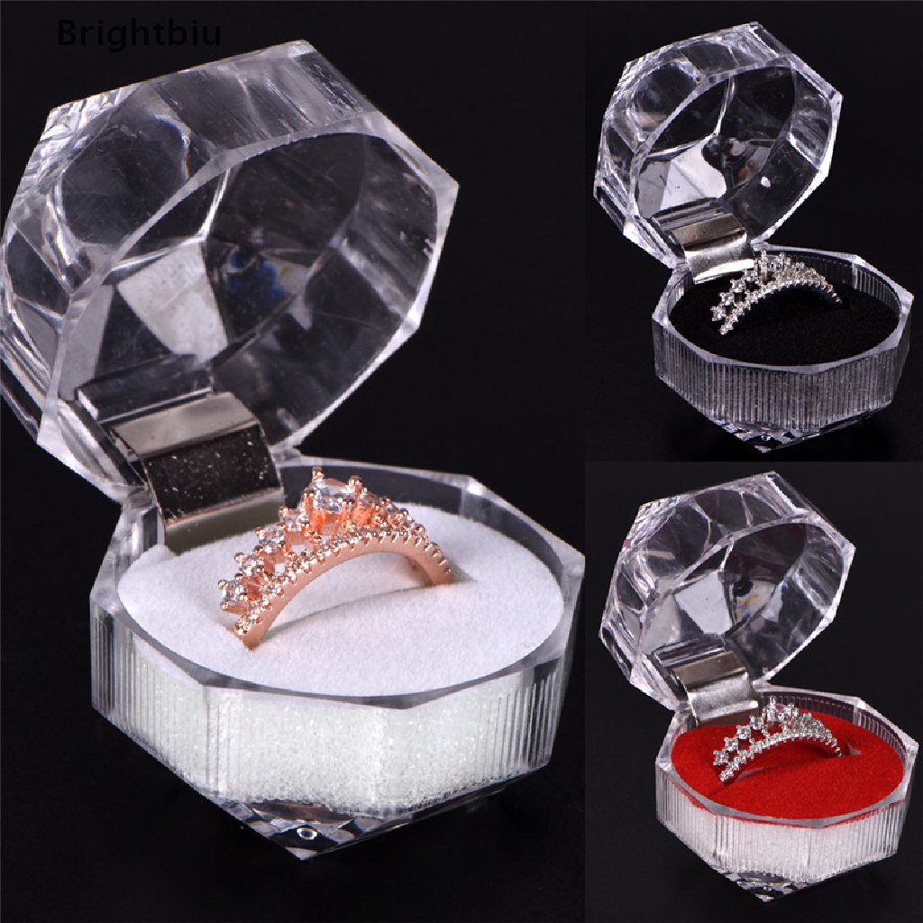Clear Acrylic Jewelry Gift Box for Ring Holder Wedding Engagement Present New