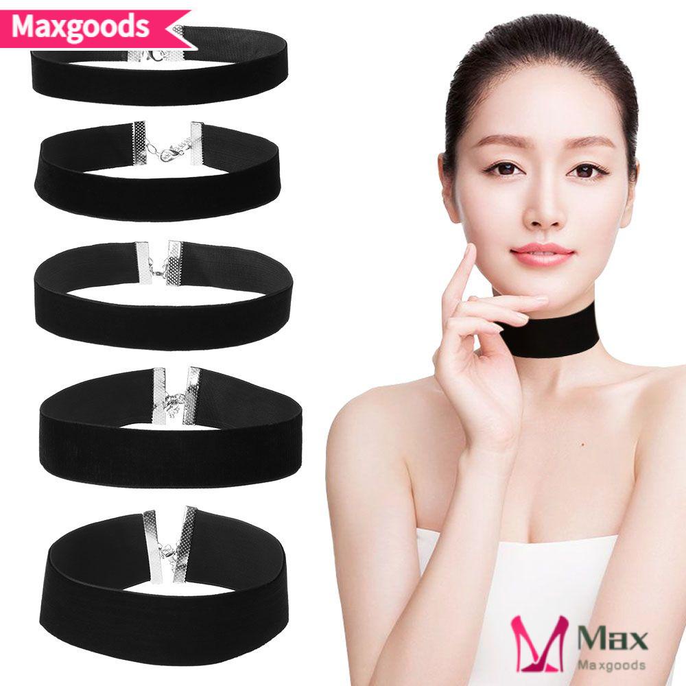 MAX=> Women Fashion Velvet Choker Retro Black Ribbon Necklace Elegant Classic Vintage Adjustable Statement Jewelry Gothic