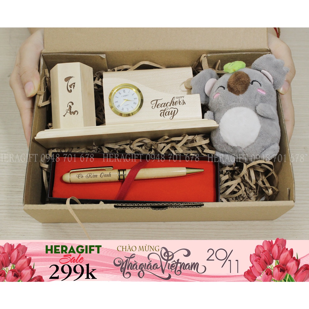 Mẫu khay gỗ đựng bút - Quà tặng Nhà giáo 20/11