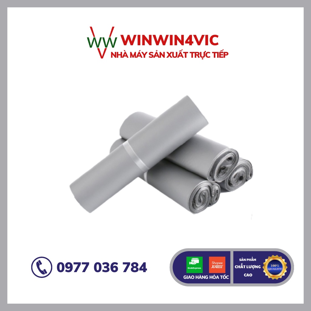 Túi Đóng Hàng Niêm Phong Giá Rẻ size 38x52 Màu Xám Bạc WINWIN4VIC Gói Hàng Niêm Phong Tiện Lợi, Siêu Tốc