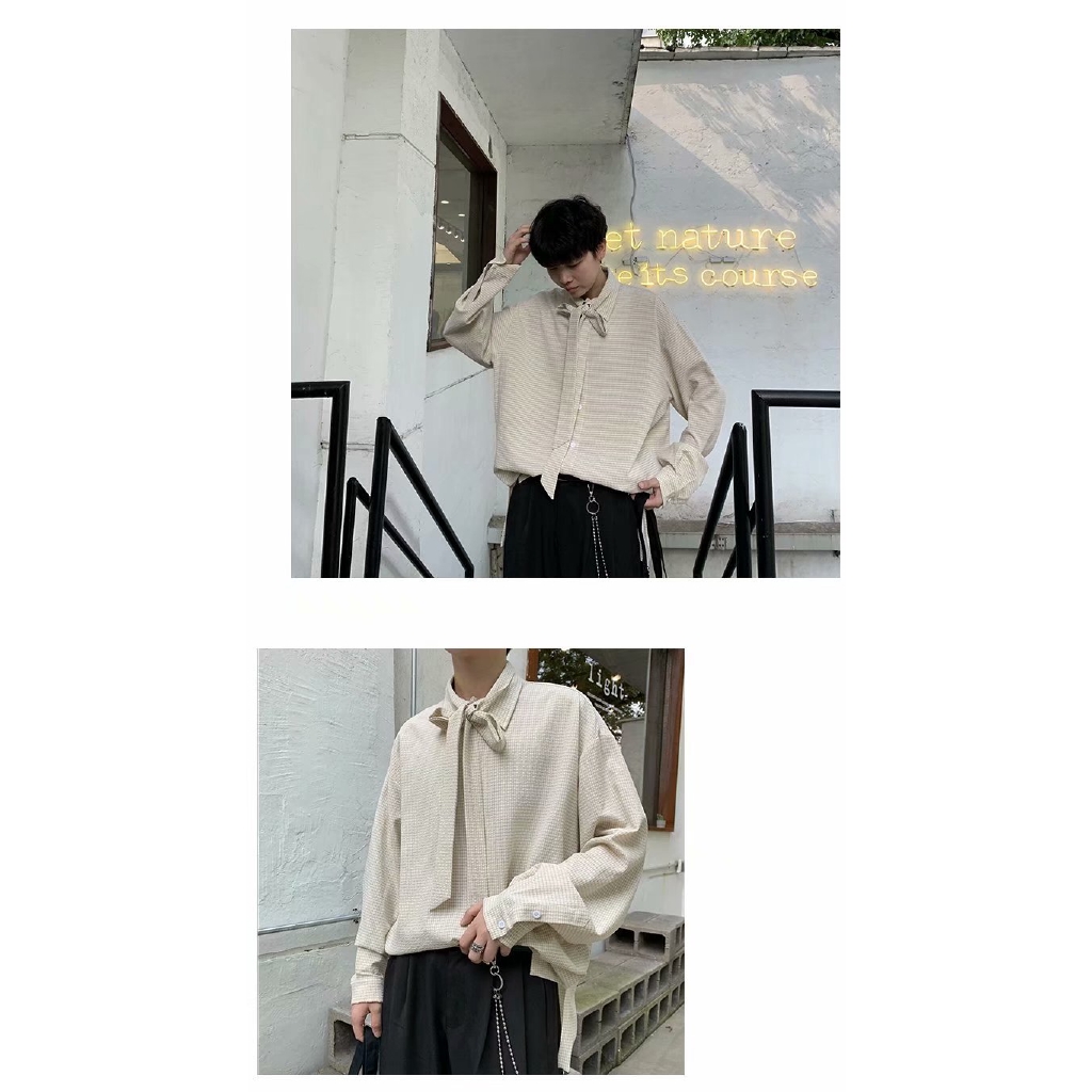 Áo sơ mi dài tay thắt nơ năng động thời trang dành cho nam | BigBuy360 - bigbuy360.vn