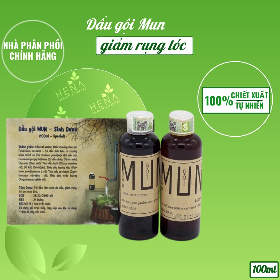 Dầu gội thảo dược MUN từ thảo dược tự nhiên, chính hãng HTX