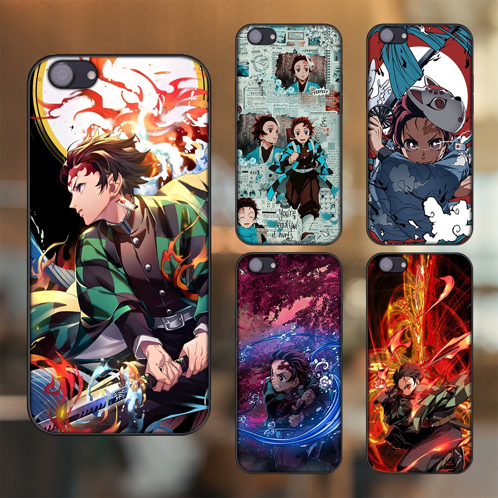Ốp lưng Oppo F7 Youth viền đen in hình Tanjiro Kimetsu No Yaiba