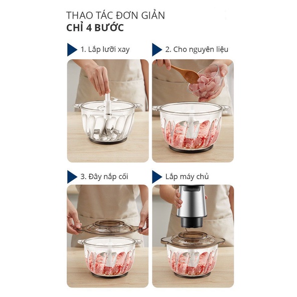 Máy Xay Thịt Đa Năng Chính Hãng Đức Xay 2 chế độ, Bảo Hành 12 tháng