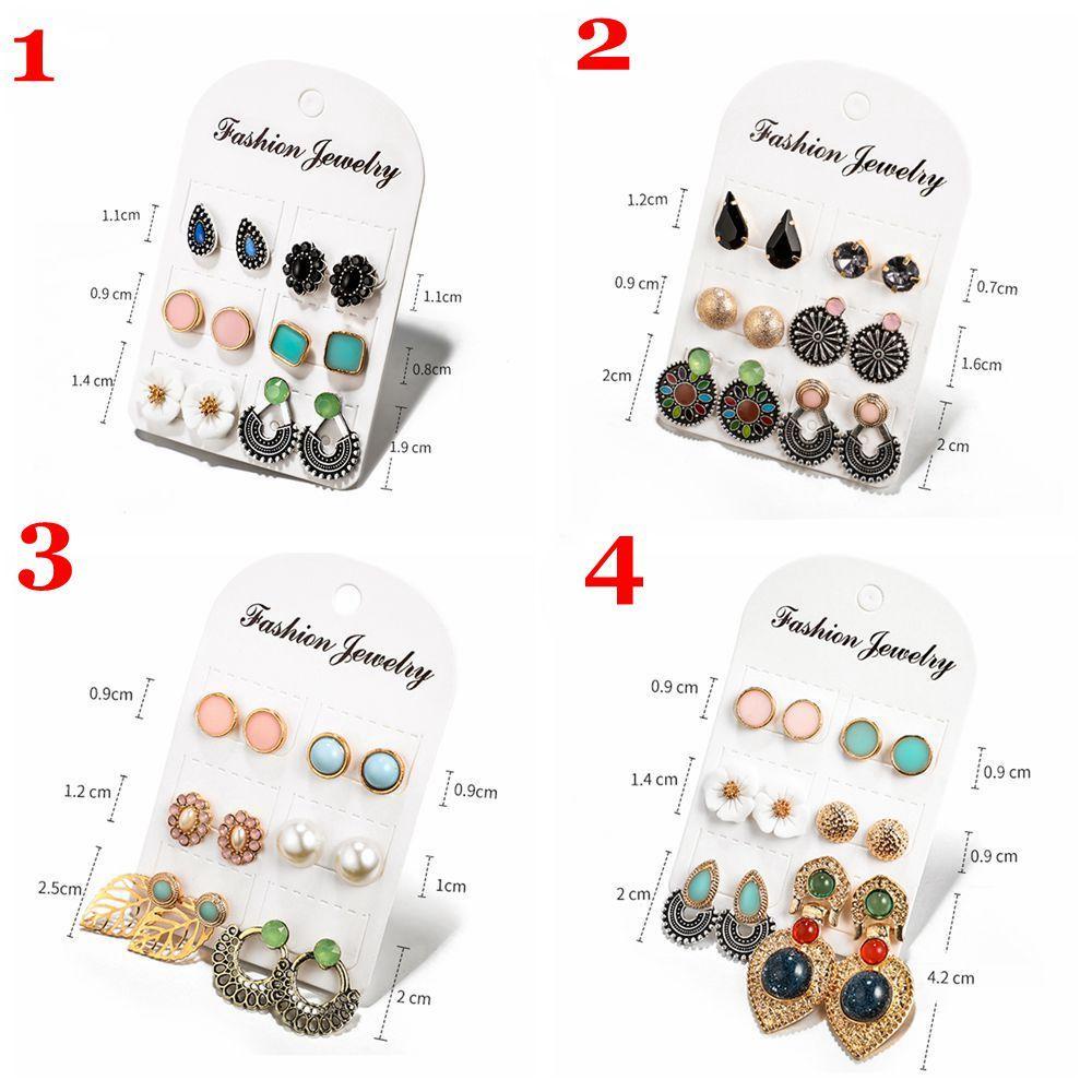 1 Set 6 Đôi Bông Tai Hình Hoa Phong Cách Vintage|Lá Rỗng