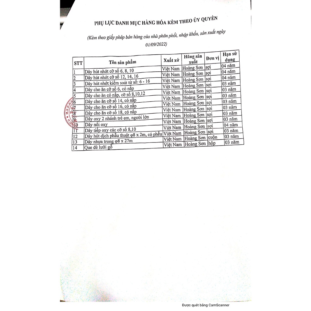 Dây xông ăn có nắp Hoàng Sơn số 10