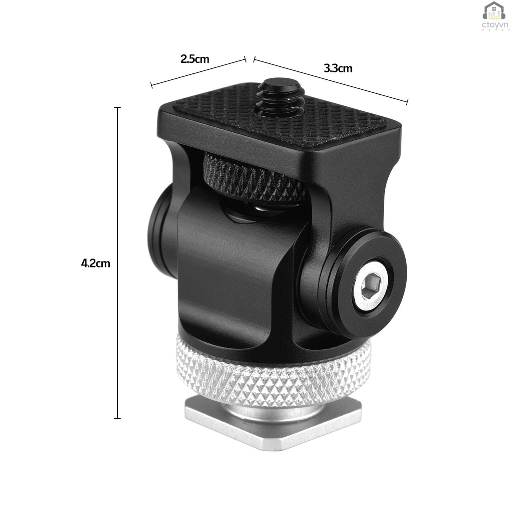 Đầu chuyển đổi Andoer xoay 360 độ với giao diện 1/4 inch cho màn hình đèn LED micro