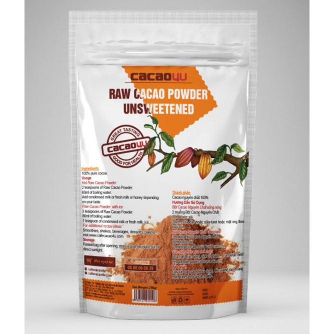 Bột Cacao Nguyên Chất 4U Túi 220gr