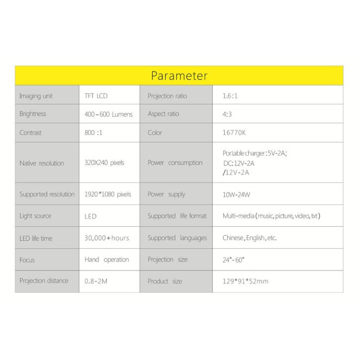 MÁY CHIẾU PHIM MINI NHỎ GỌN DÙNG CHO MÁY TÍNH, LAPTOP, ĐIỆN THOẠI THÔNG MINH LCD LED CS03