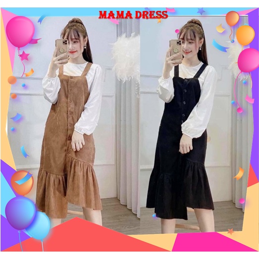 SET Váy yếm bầu đẹp giá rẻ Đầm bầu thu đông thiết kế đuôi cá cho mẹ bầu nơi công sở dự tiệc V34
