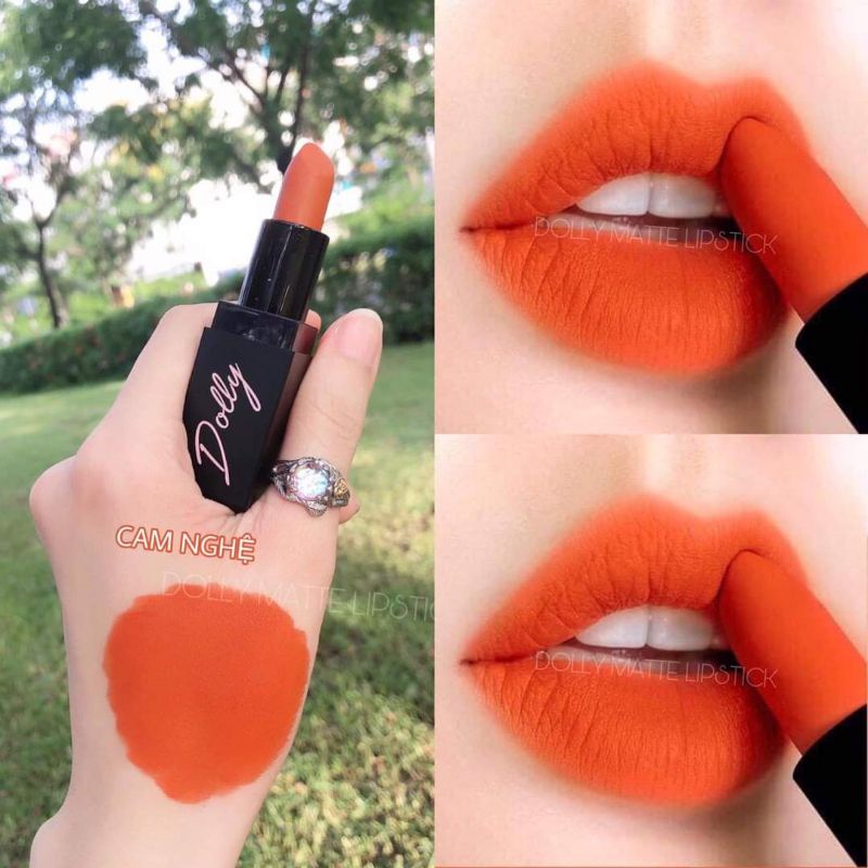 Son sáp lì Dolly Matte Lipstic màu cam nghệ mềm mịn lâu trôi 3.5g