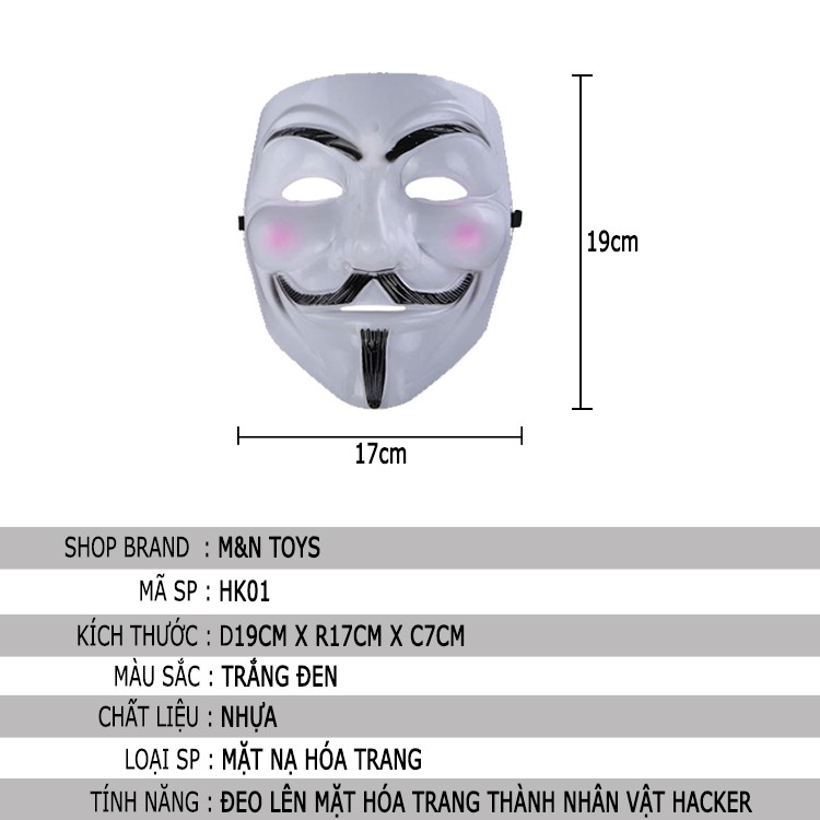 Mặt nạ Hacker Anonymous - Mặt nạ hóa trang Halloween dành cho nam và nữ