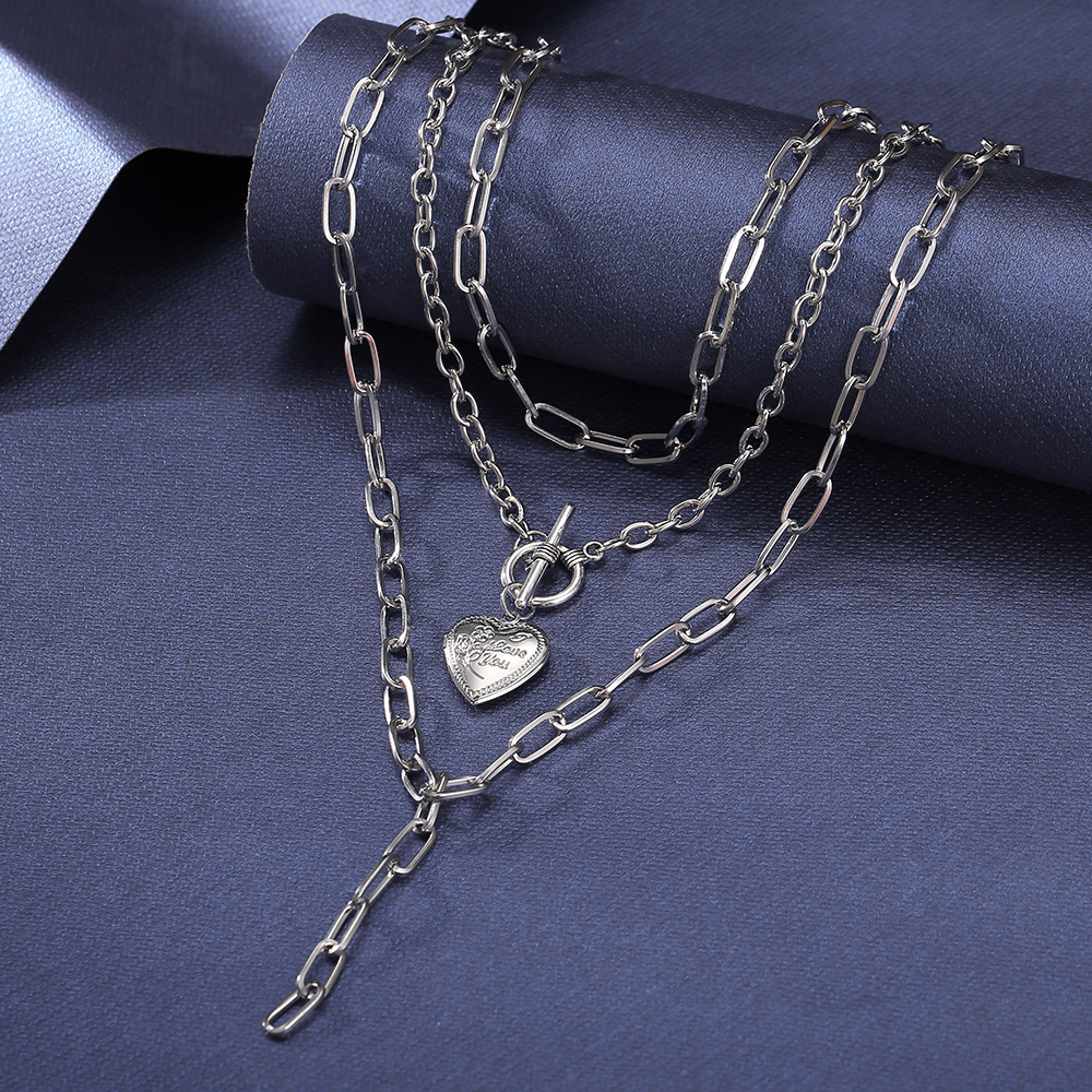 Vòng Cổ Choker Nhiều Lớp Mặt Hình Trái Tim Thời Trang