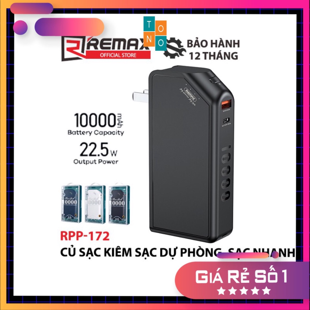 Cốc sạc đa năng tích hợp Pin Dự Phòng sạc nhanh Remax RPP-172 10000mAh Jany Series QC3.0 và PD max 22.5w