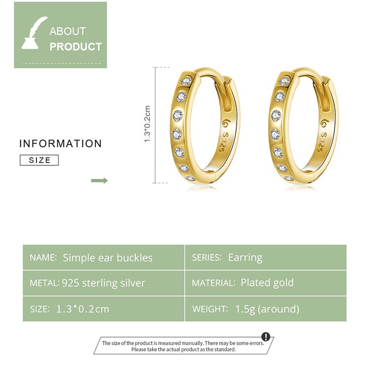 Đôi khuyên tai tròn Bamoer Bse101-B bằng bạc 925 thiết kế đơn giản thời trang cho nữ