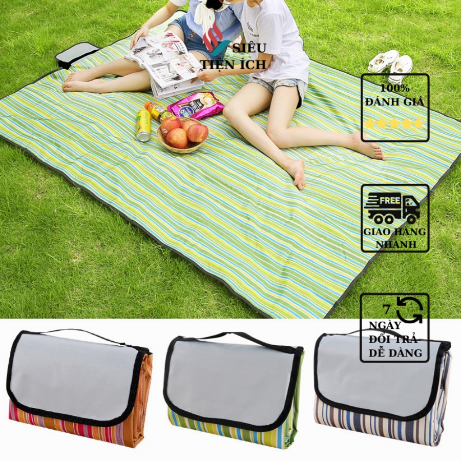 Thảm dã ngoại, thảm picnic gấp gọn, thảm du lịch chống thấm nước họa tiết caro cao cấp